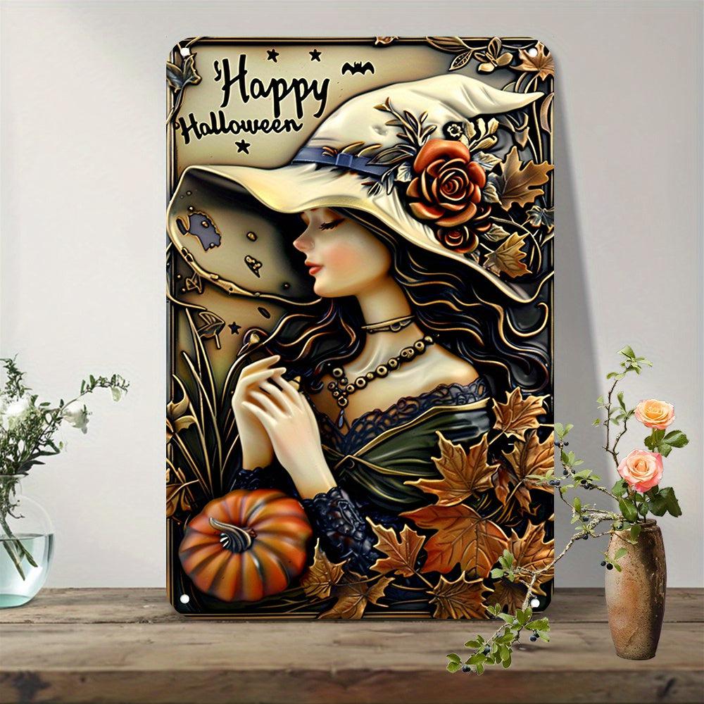 Happy Halloween Witch Metal Sign Halloween Welcome Sign-MoonChildWorld