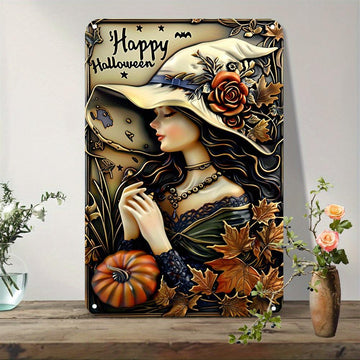 Happy Halloween Witch Metal Sign Halloween Welcome Sign-MoonChildWorld