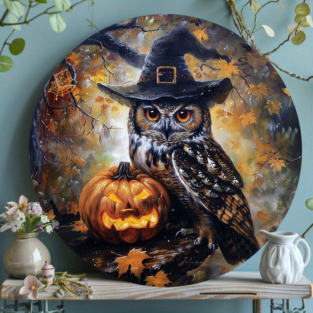 Witchy Owl Metal Sign Vintage Halloween Metal Sign-MoonChildWorld