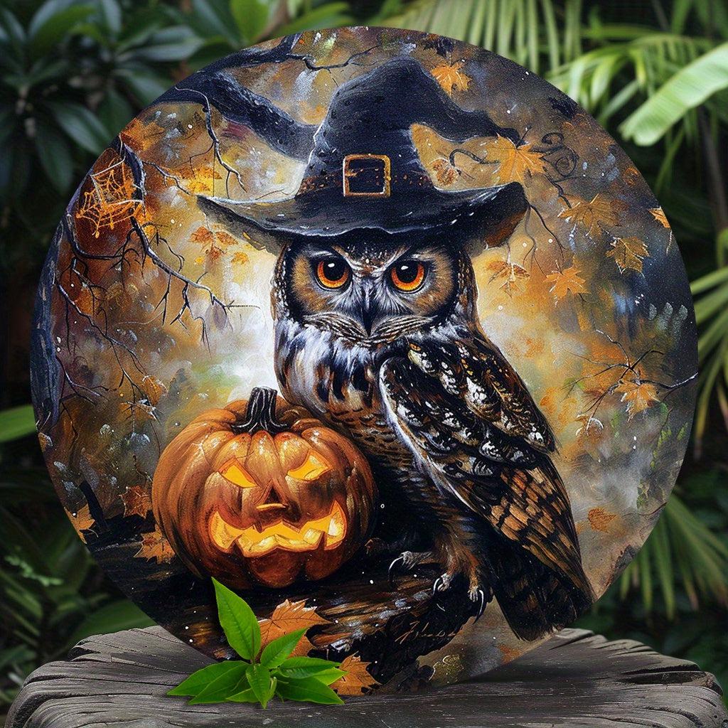 Witchy Owl Metal Sign Vintage Halloween Metal Sign-MoonChildWorld