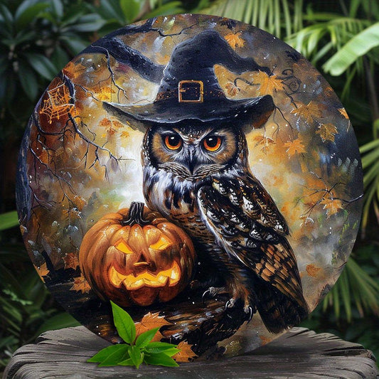 Witchy Owl Metal Sign Vintage Halloween Metal Sign