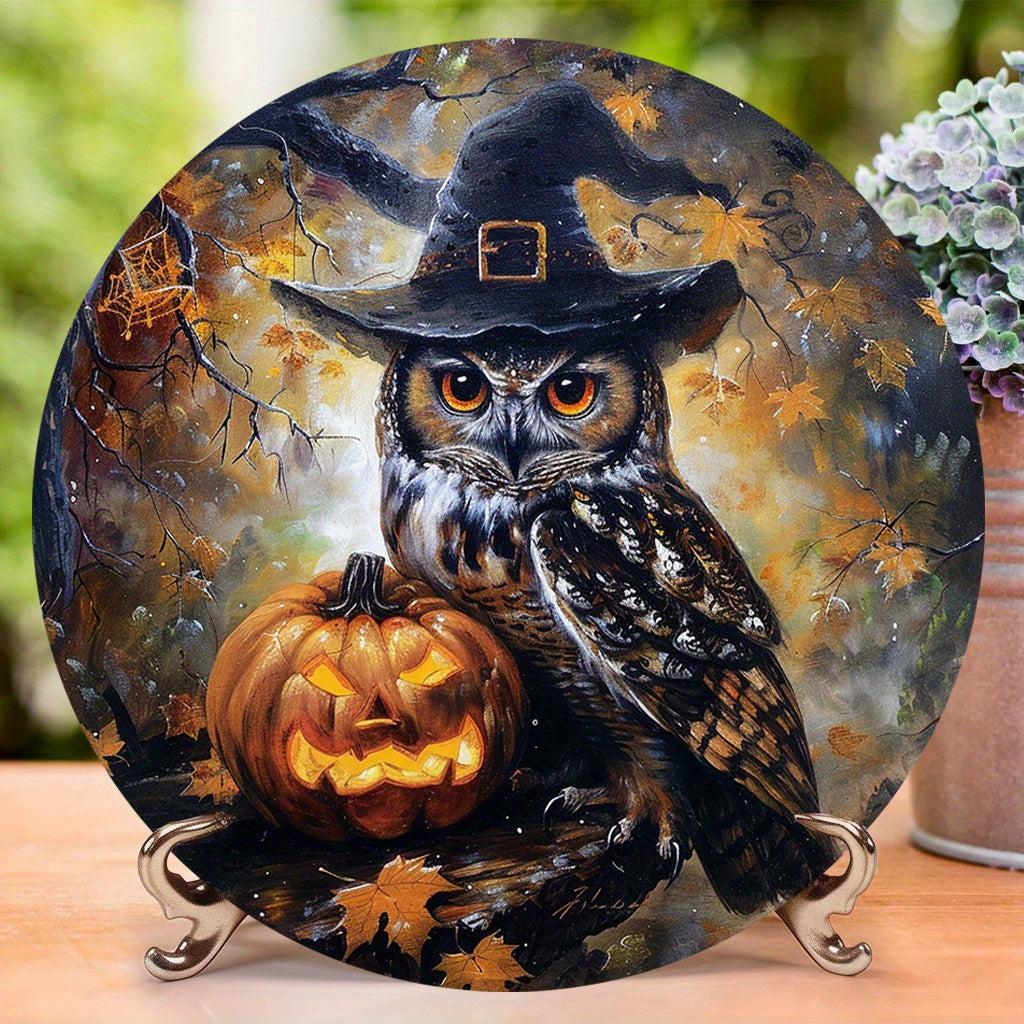 Witchy Owl Metal Sign Vintage Halloween Metal Sign-MoonChildWorld