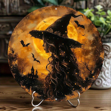 Dark Witch Metal Sign Gothic Halloween Decoration-MoonChildWorld