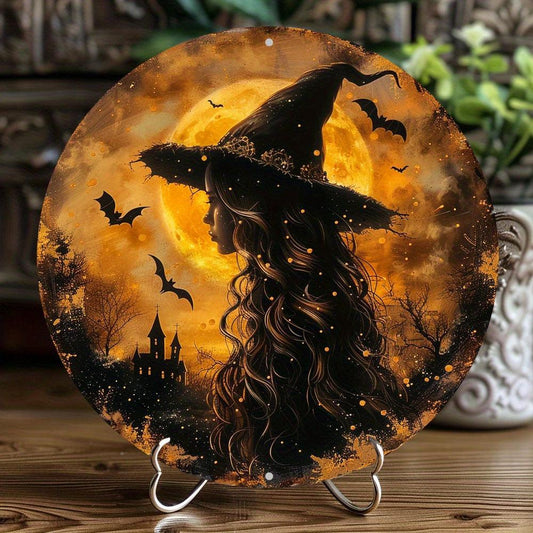 Dark Witch Metal Sign Gothic Halloween Decoration