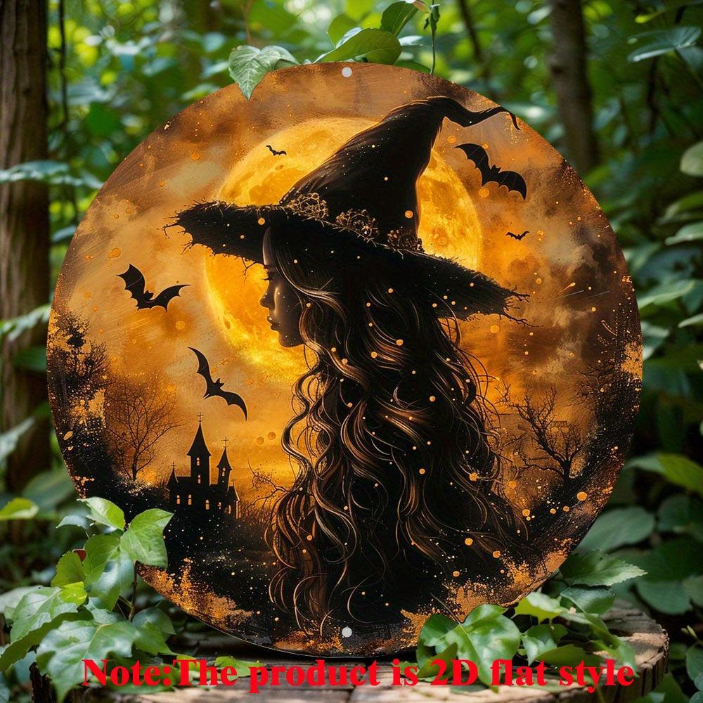 Dark Witch Metal Sign Gothic Halloween Decoration-MoonChildWorld