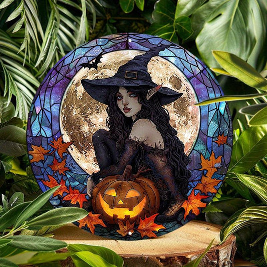 Spooky Witch Metal Sign Vintage Halloween Decor