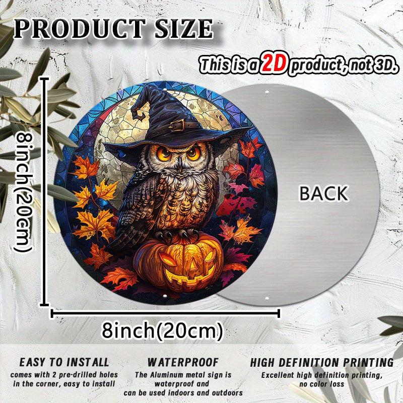 Spirit Owl Halloween Wreath Witchy Owl Metal Sign-MoonChildWorld