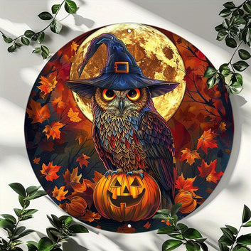 Halloween Owl Metal Sign Spooky Home Decor