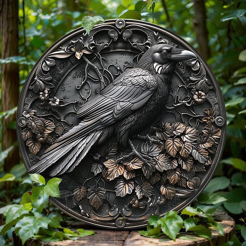 Black Raven Metal Sign Dark Crow Gothic Metal Sign-MoonChildWorld