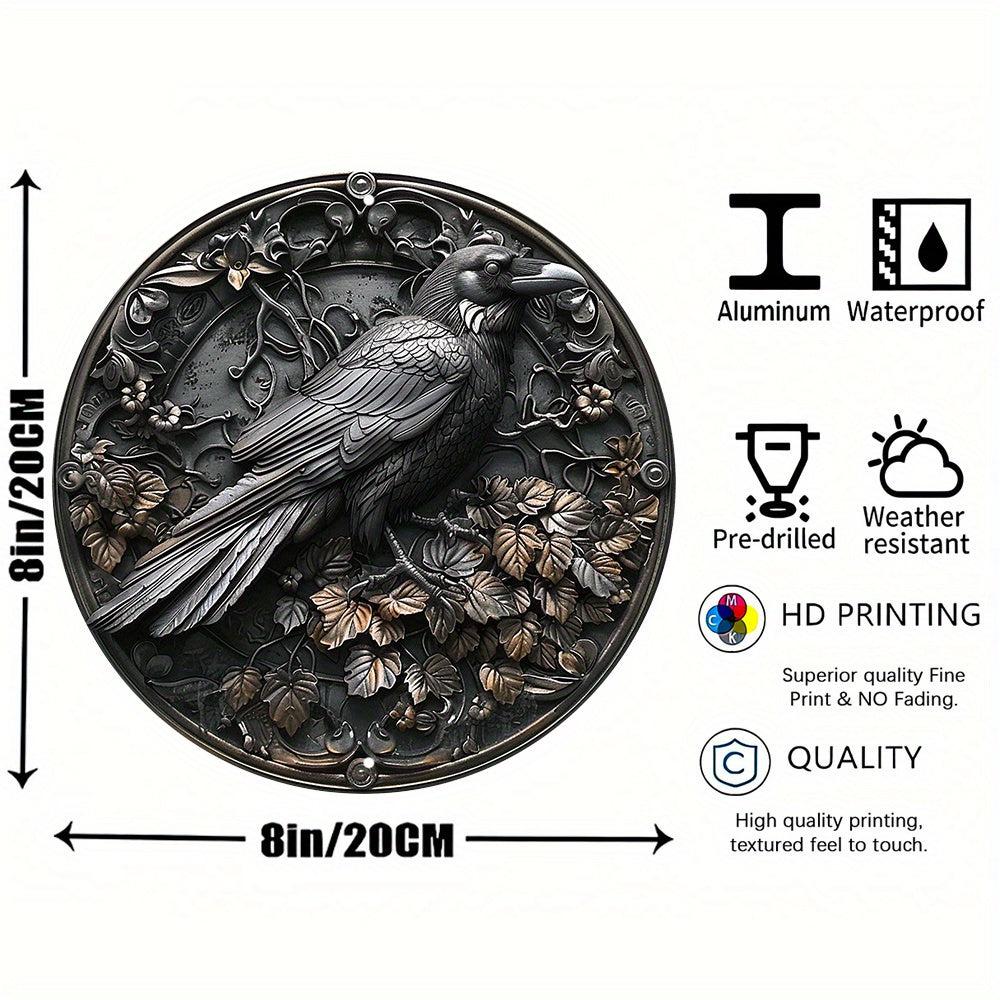 Black Raven Metal Sign Dark Crow Gothic Metal Sign-MoonChildWorld