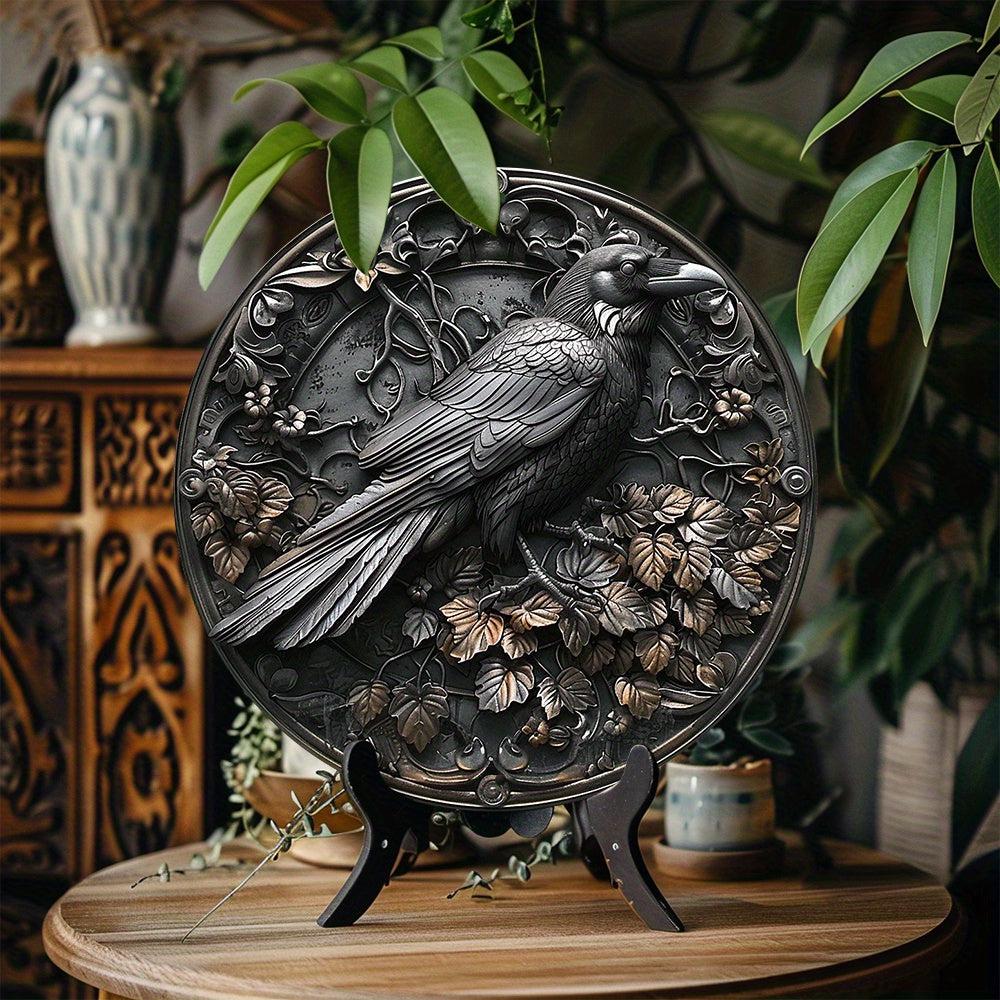 Black Raven Metal Sign Dark Crow Gothic Metal Sign-MoonChildWorld