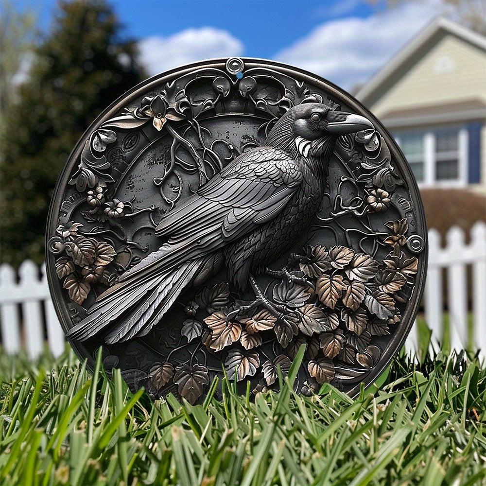 Black Raven Metal Sign Dark Crow Gothic Metal Sign-MoonChildWorld