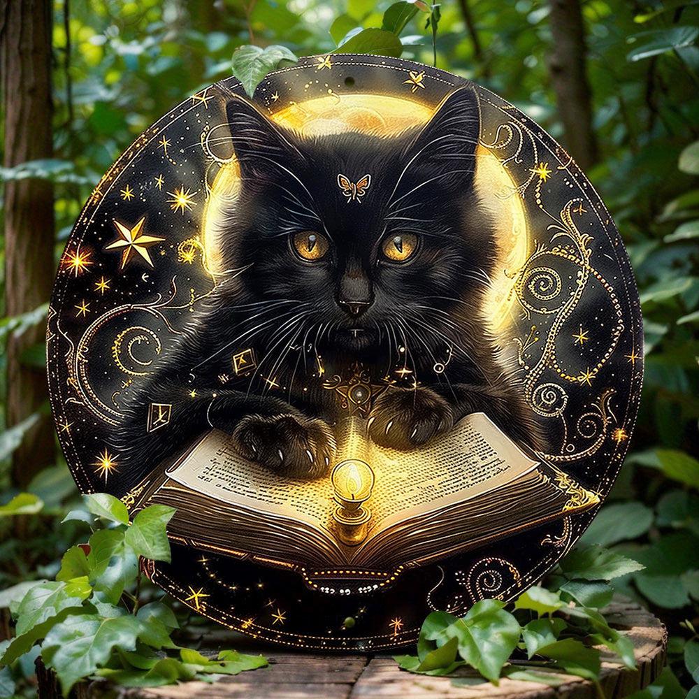 Magic Black Cat Metal Sign Occult Cat Witchcraft Decor-MoonChildWorld