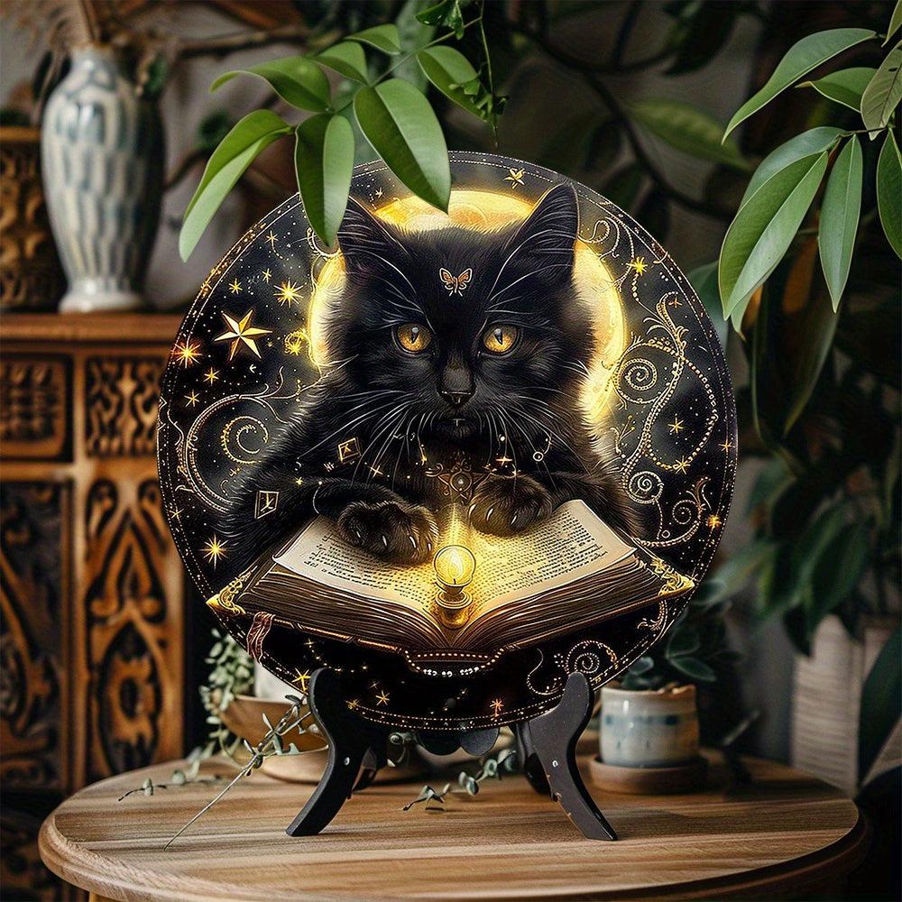 Magic Black Cat Metal Sign Occult Cat Witchcraft Decor-MoonChildWorld