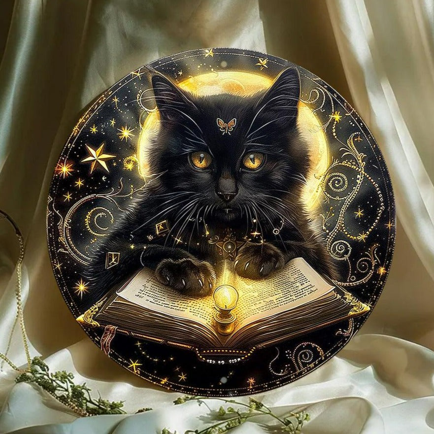 Magic Black Cat Metal Sign Occult Cat Witchcraft Decor-MoonChildWorld