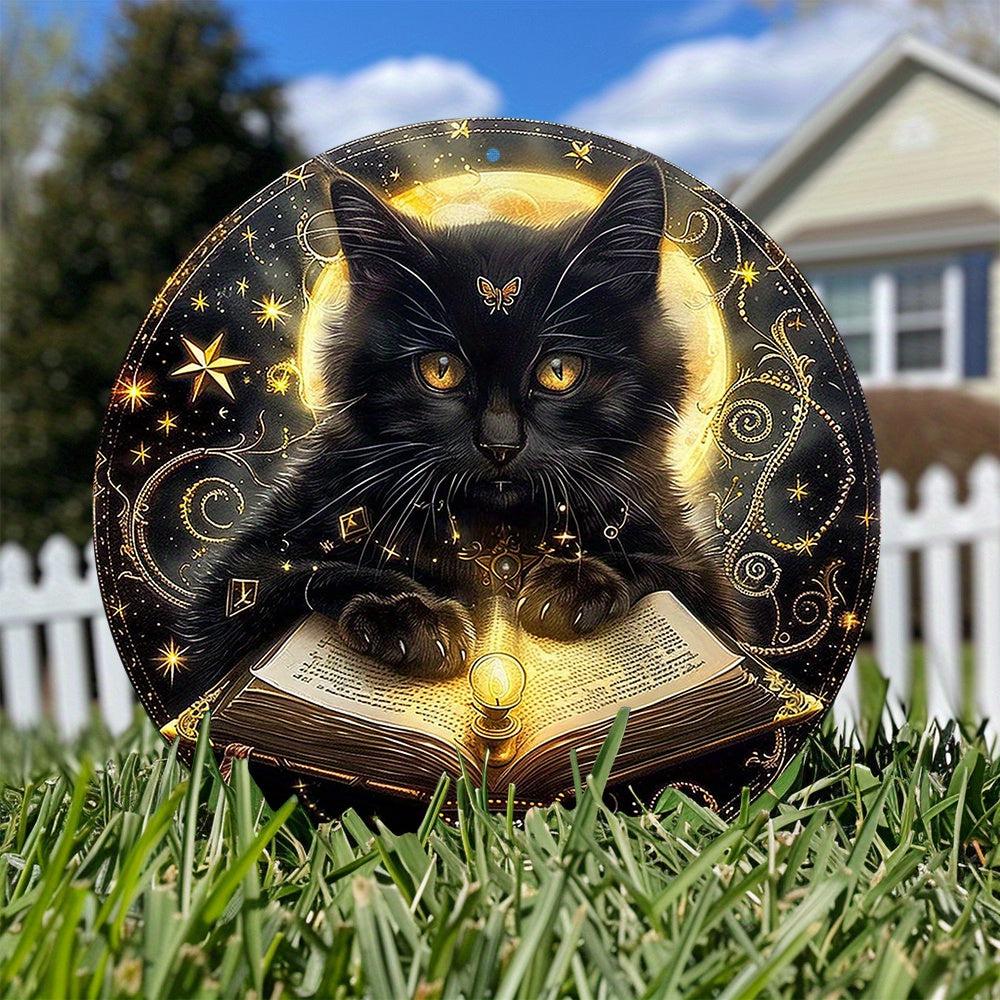 Magic Black Cat Metal Sign Occult Cat Witchcraft Decor-MoonChildWorld