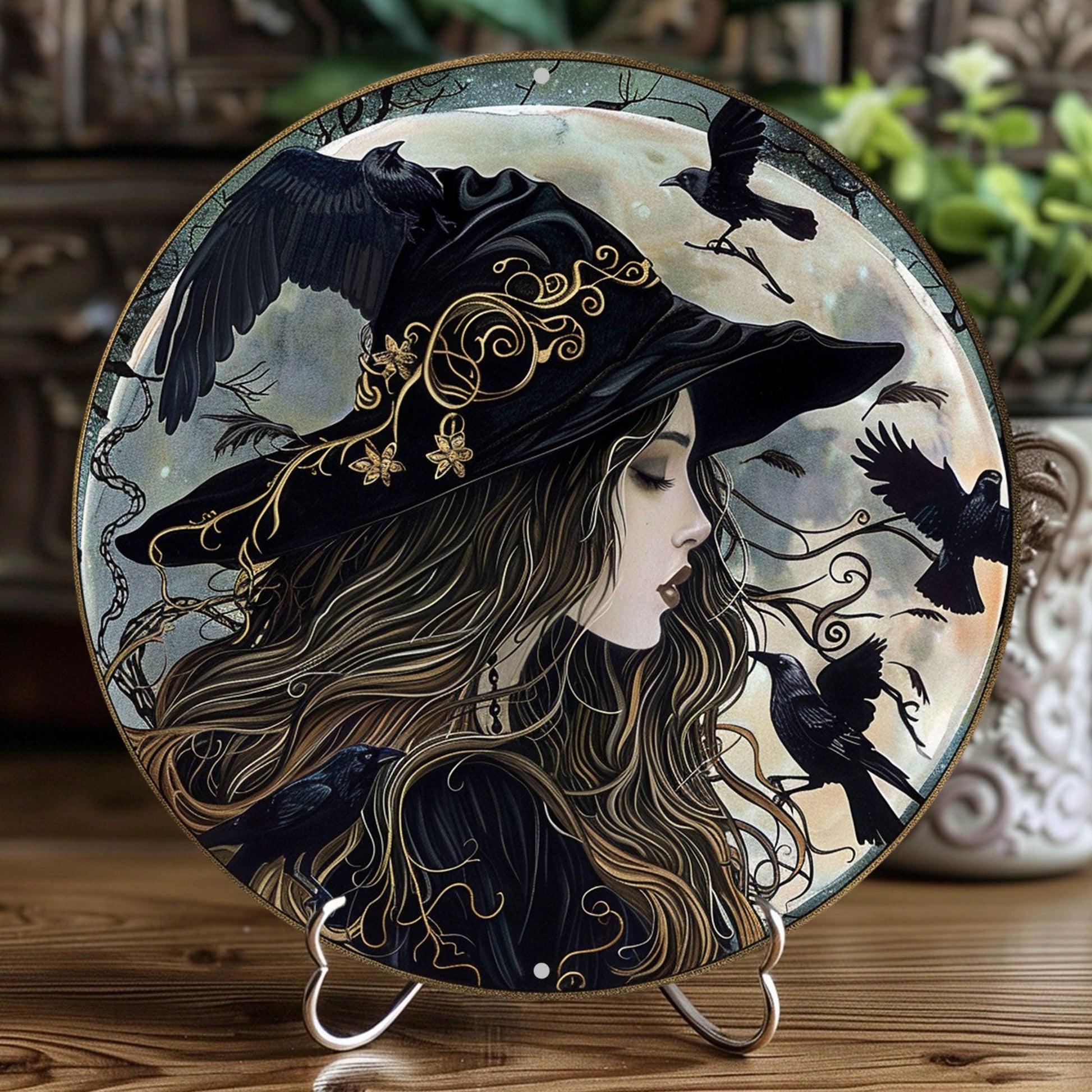 Gothic Witch Metal Sign Halloween Home Decor-MoonChildWorld