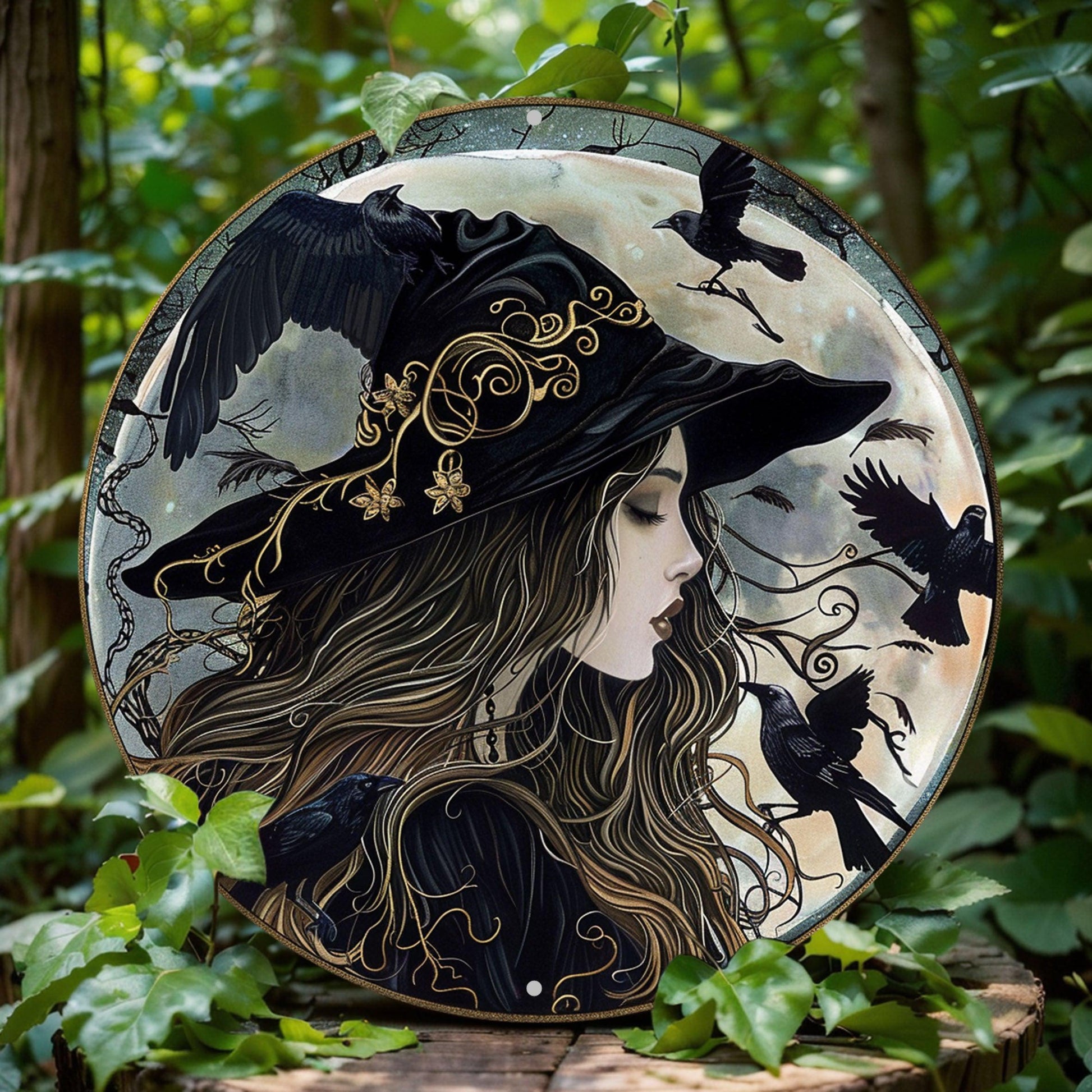 Gothic Witch Metal Sign Halloween Home Decor-MoonChildWorld