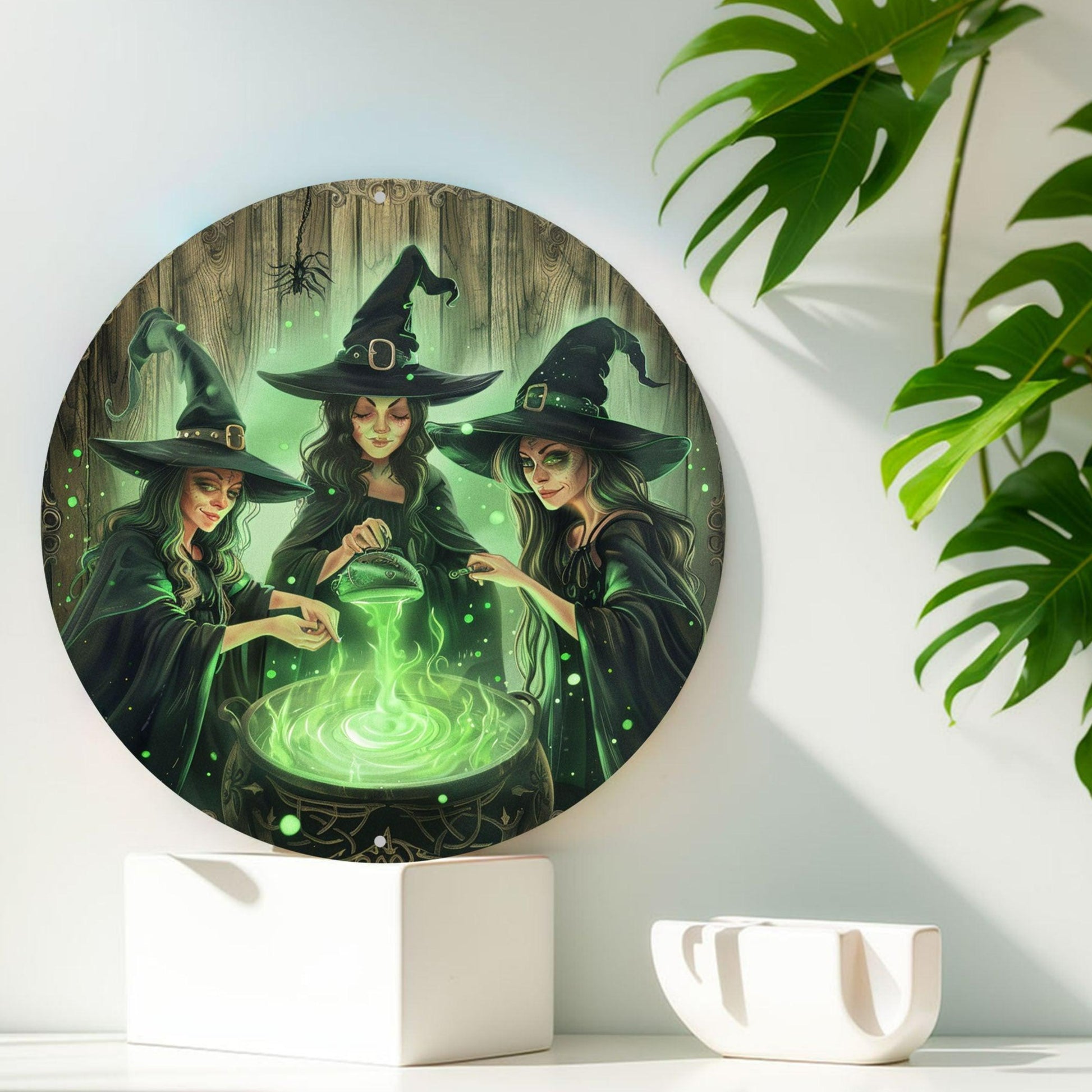 Cauldron Witch Metal Sign Halloween Home Decor-MoonChildWorld