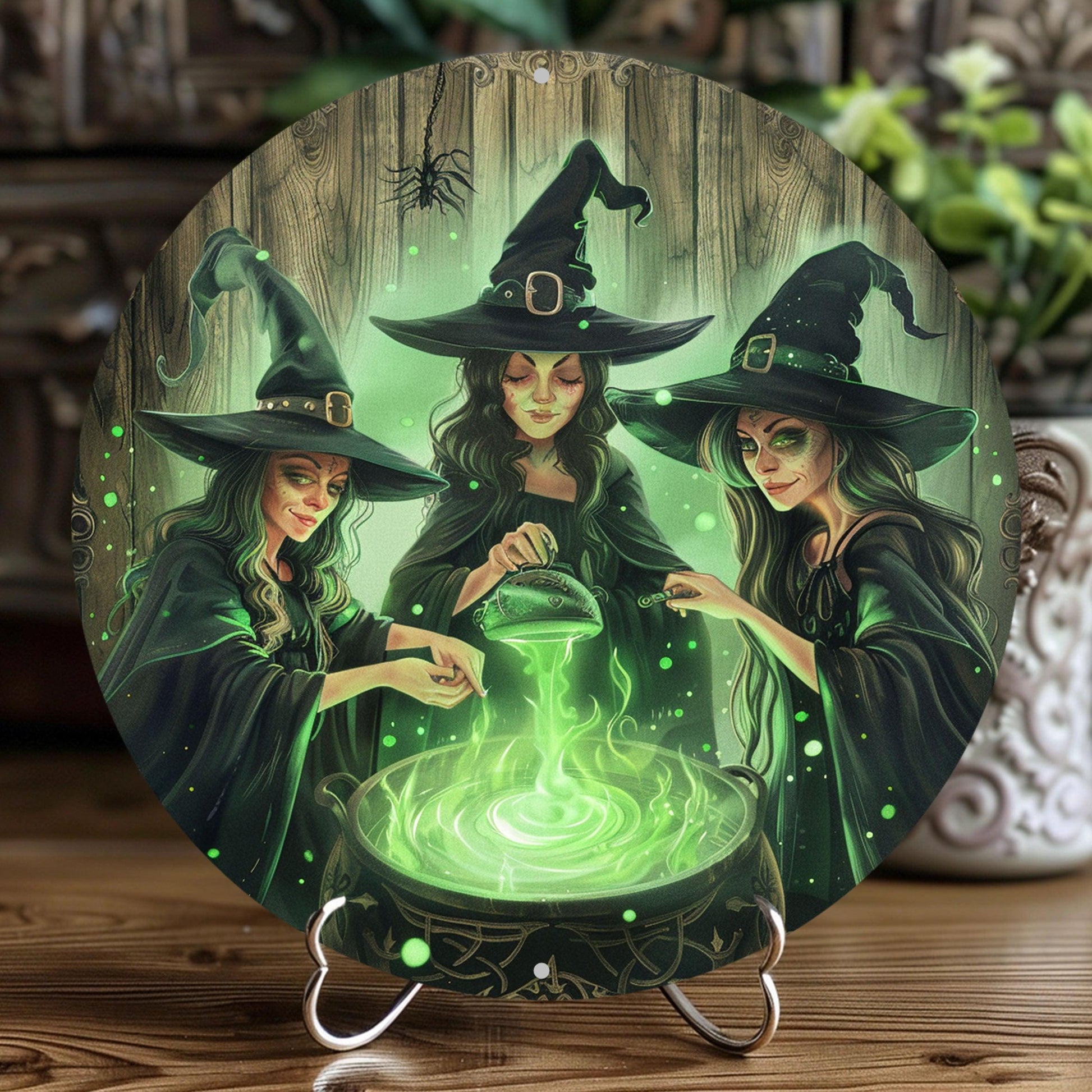 Cauldron Witch Metal Sign Halloween Home Decor-MoonChildWorld