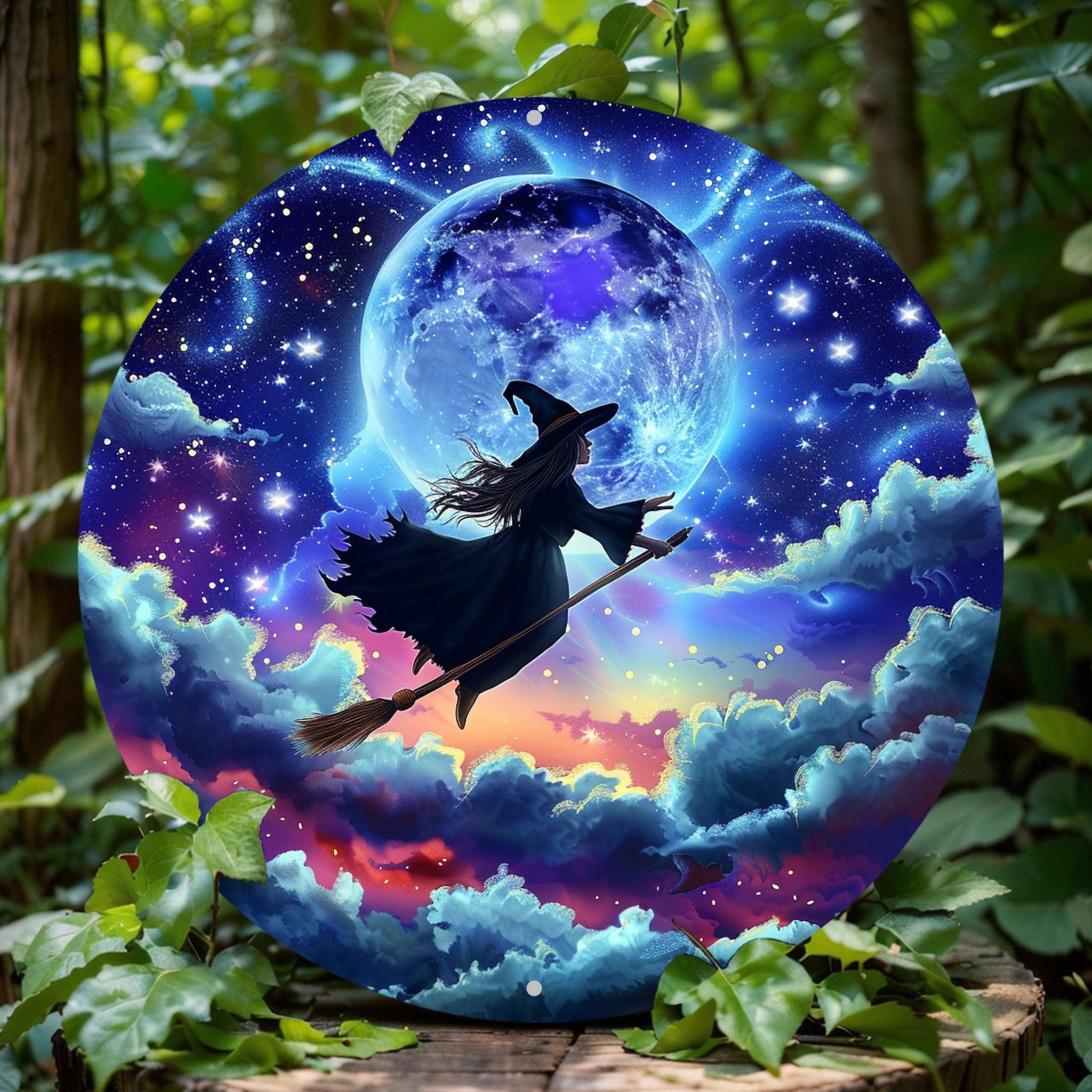 Flying Witch Metal Sign Mystic Home Decor-MoonChildWorld