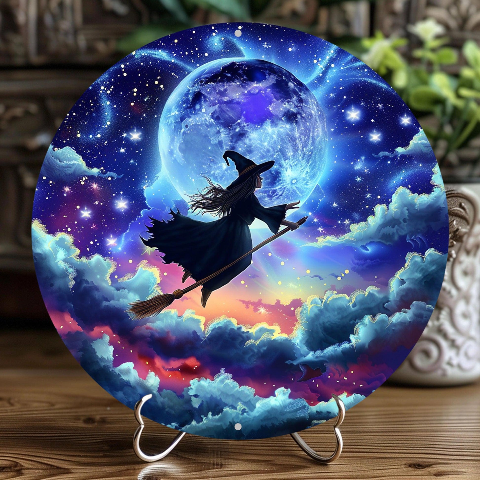 Flying Witch Metal Sign Mystic Home Decor-MoonChildWorld