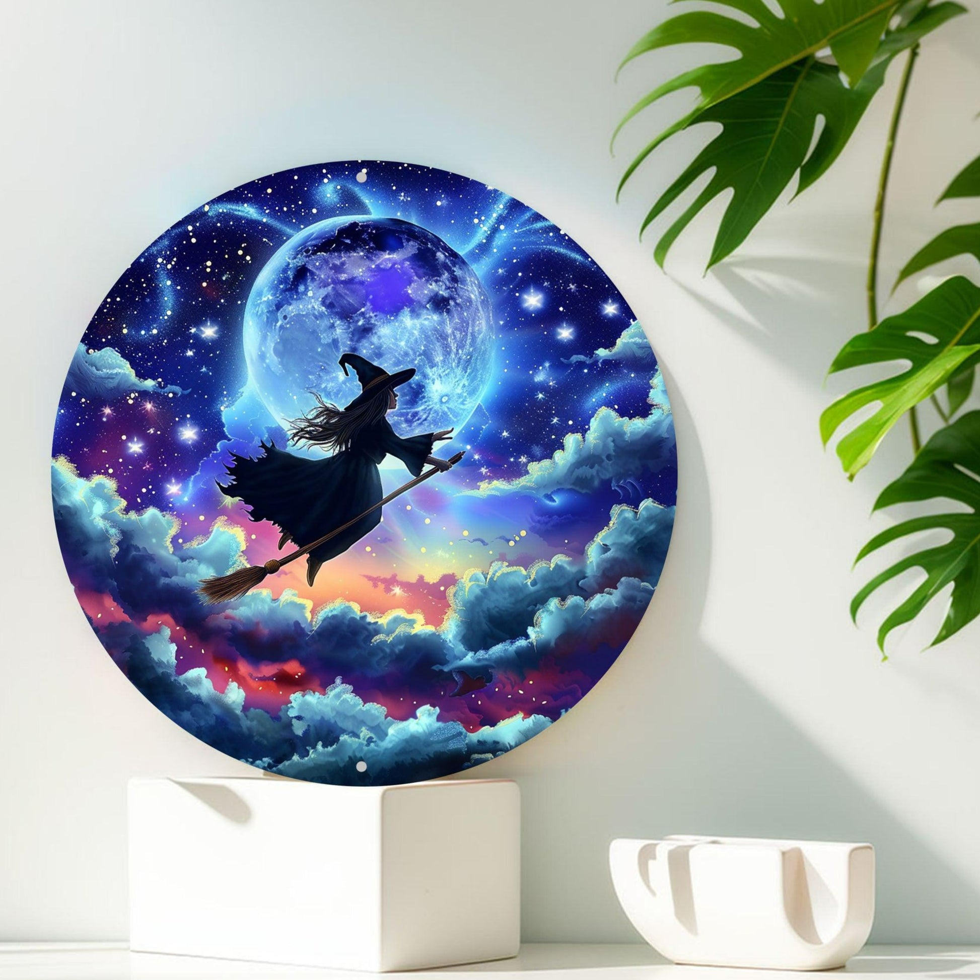 Flying Witch Metal Sign Mystic Home Decor-MoonChildWorld