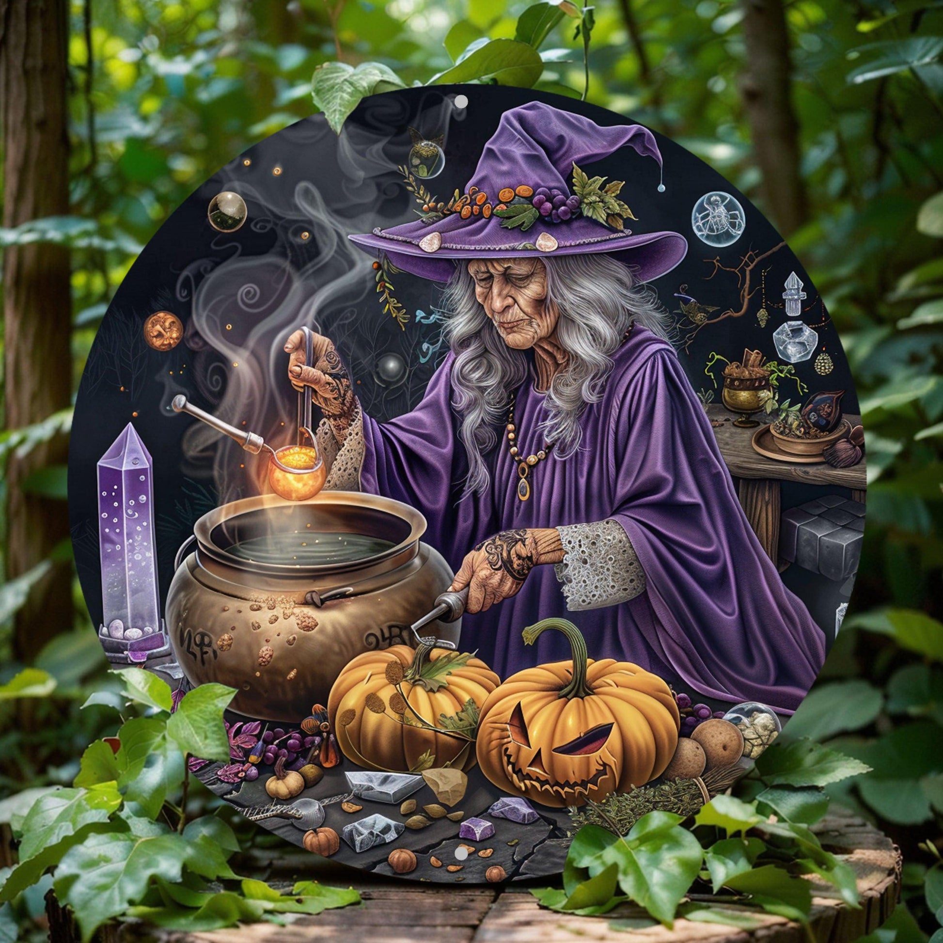 Wizard Brewing Potion Witchy Metal Sign-MoonChildWorld