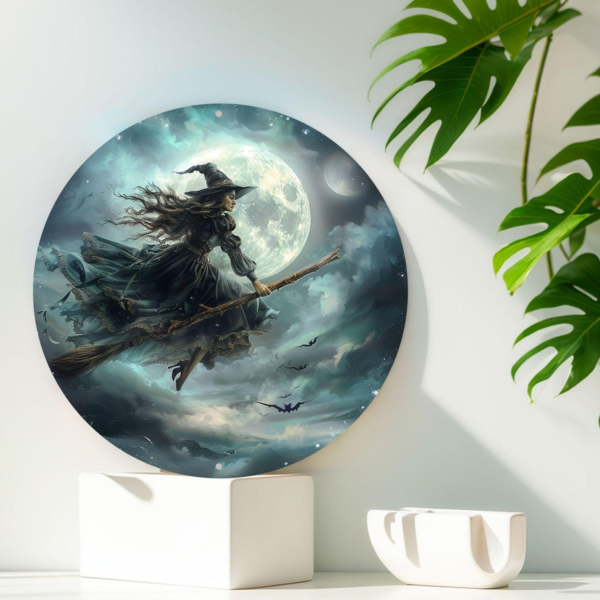 Flying Witch Metal Sign Mystic Witch Home Decor-MoonChildWorld