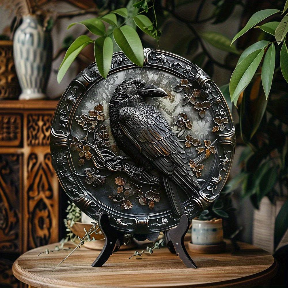 Gothic Crow Metal Sign Black Raven Metal Sign-MoonChildWorld