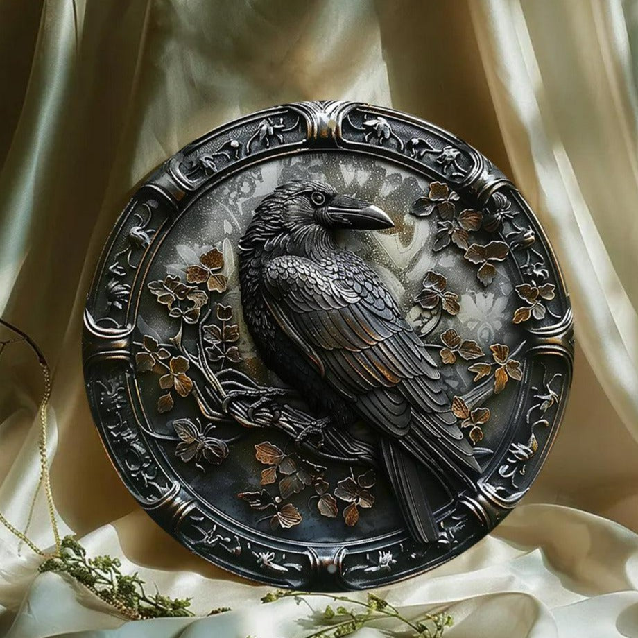 Gothic Crow Metal Sign Black Raven Metal Sign-MoonChildWorld