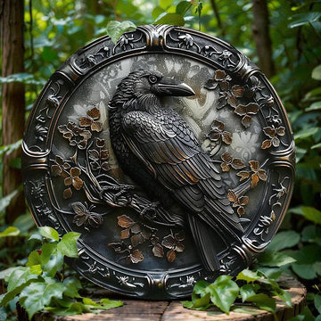 Gothic Crow Metal Sign Black Raven Metal Sign-MoonChildWorld