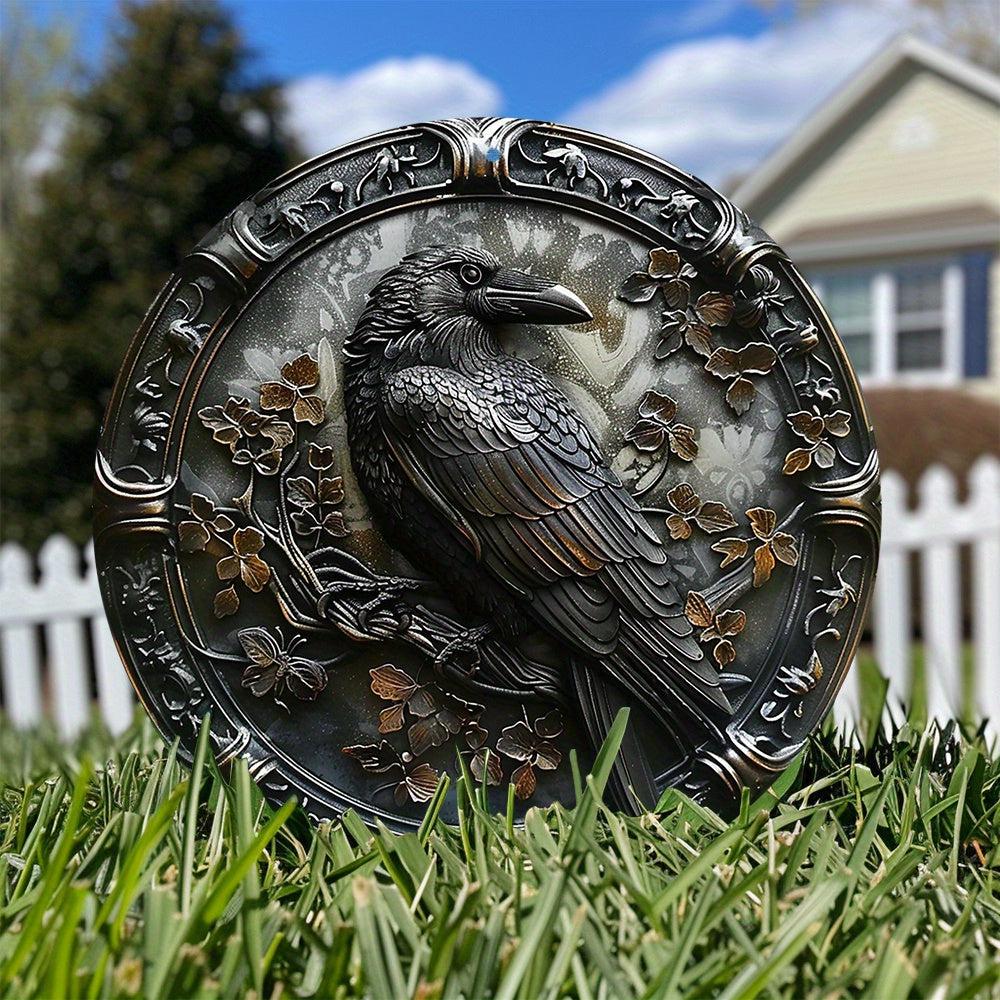 Gothic Crow Metal Sign Black Raven Metal Sign-MoonChildWorld