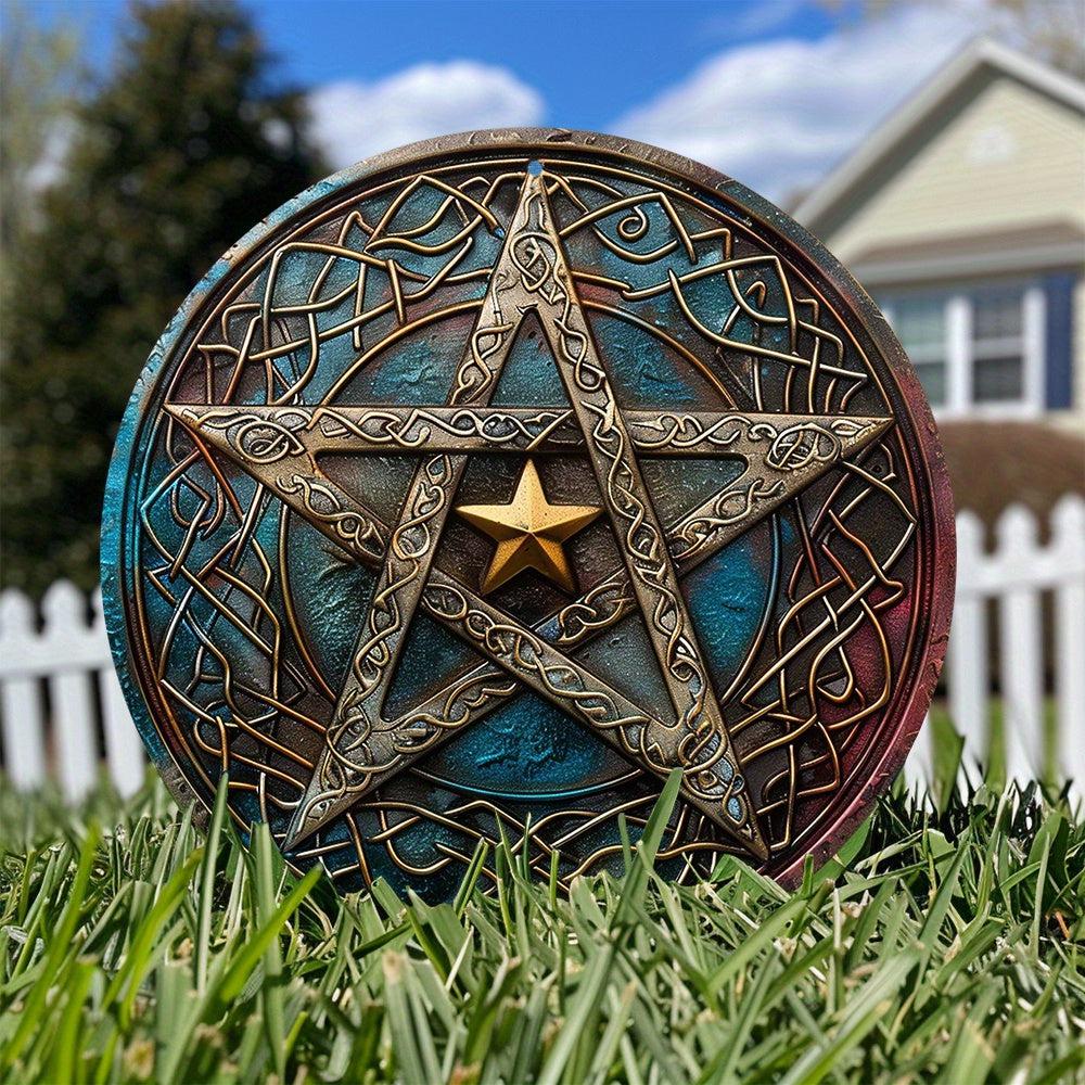 Celtic Pentacle Wicca Metal Sign Pagan Decor-MoonChildWorld