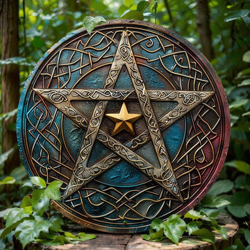 Celtic Pentacle Wicca Metal Sign Pagan Decor-MoonChildWorld