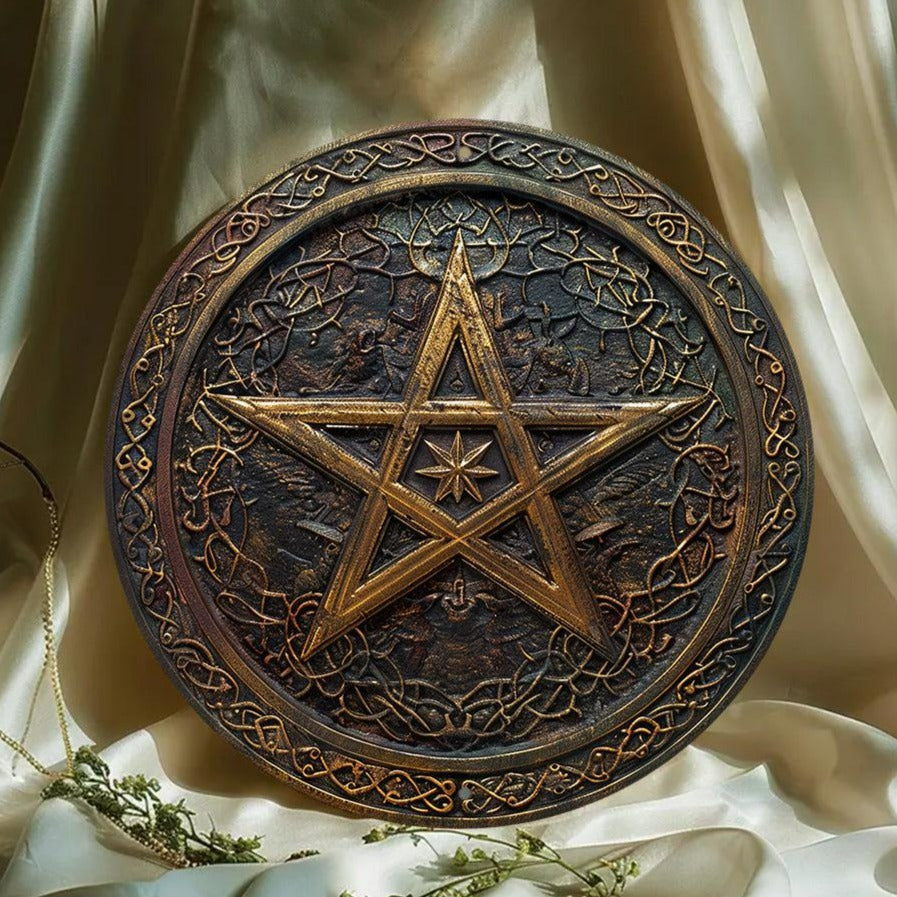 Celtic Pentacle Metal Sign Pentagram Wicca Pagan Decor-MoonChildWorld