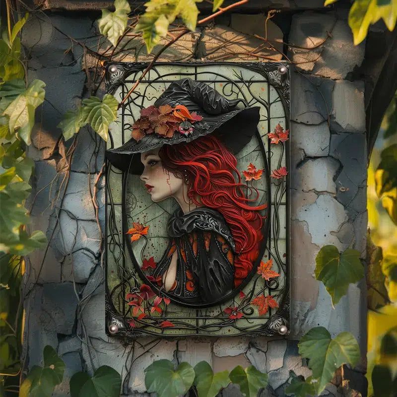 Autumn Witch Metal Sign for Halloween Gothic Wall Decor-MoonChildWorld