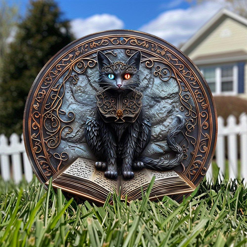 Magic Black Cat Metal Sign Occult Cat Decor-MoonChildWorld