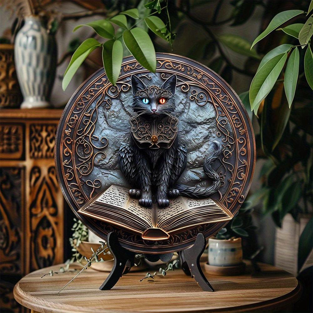 Magic Black Cat Metal Sign Occult Cat Decor-MoonChildWorld