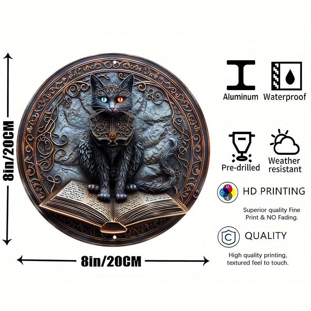 Magic Black Cat Metal Sign Occult Cat Decor-MoonChildWorld