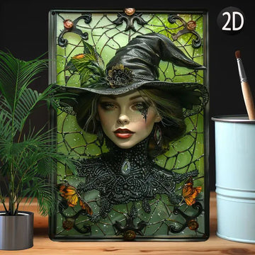 Green Witch Metal Sign Gothic Wall Decor-MoonChildWorld