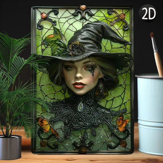 Green Witch Metal Sign Gothic Wall Decor