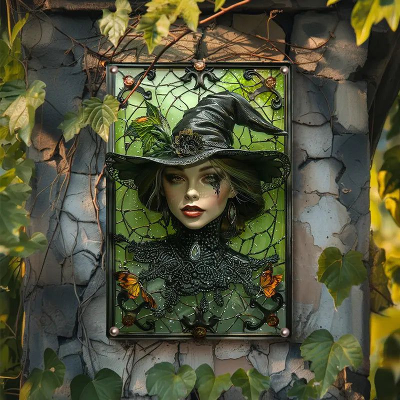 Green Witch Metal Sign Gothic Wall Decor-MoonChildWorld