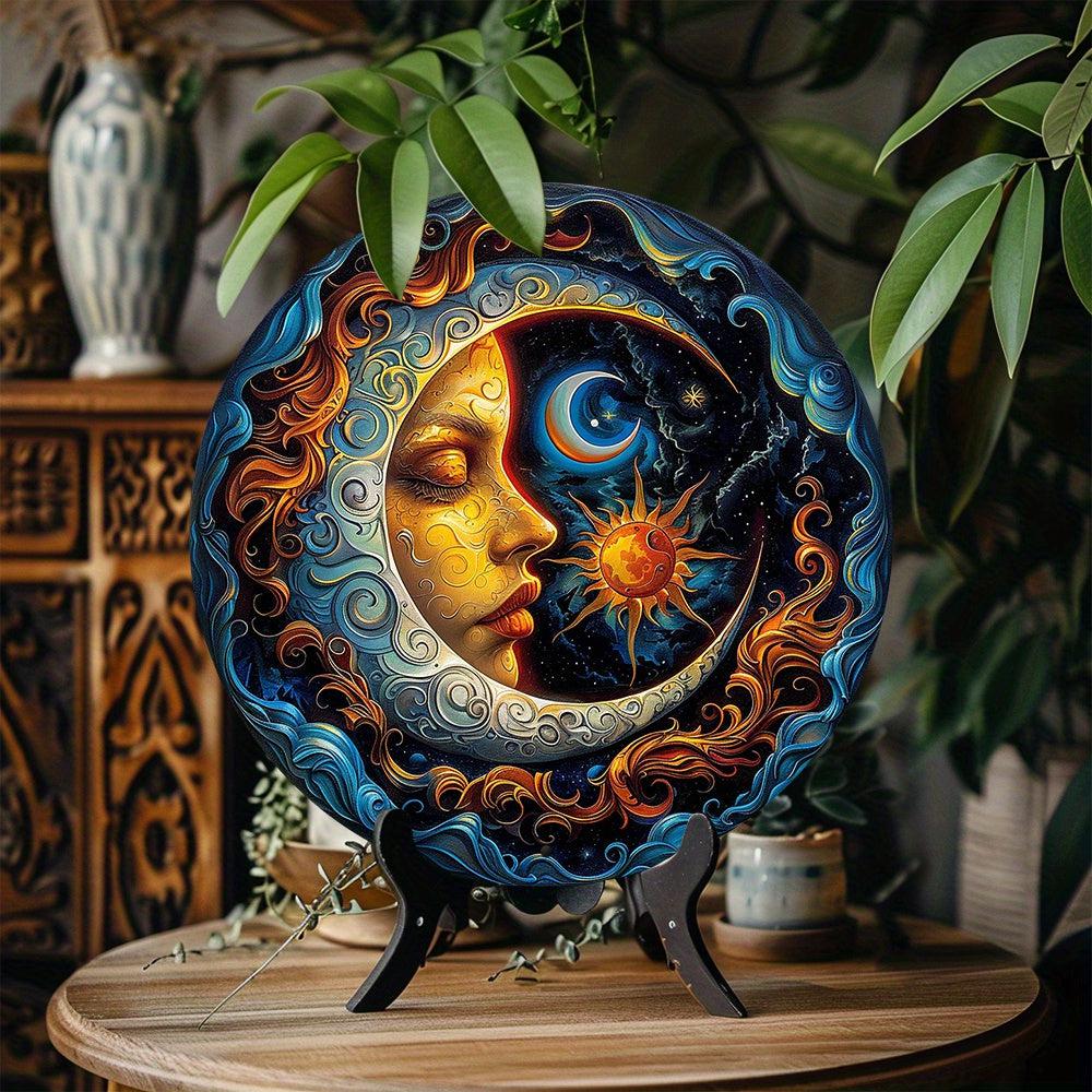 Vintage Sun Moon Metal Sign Celestial Decor-MoonChildWorld