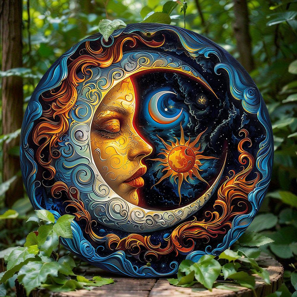 Vintage Sun Moon Metal Sign Celestial Decor-MoonChildWorld