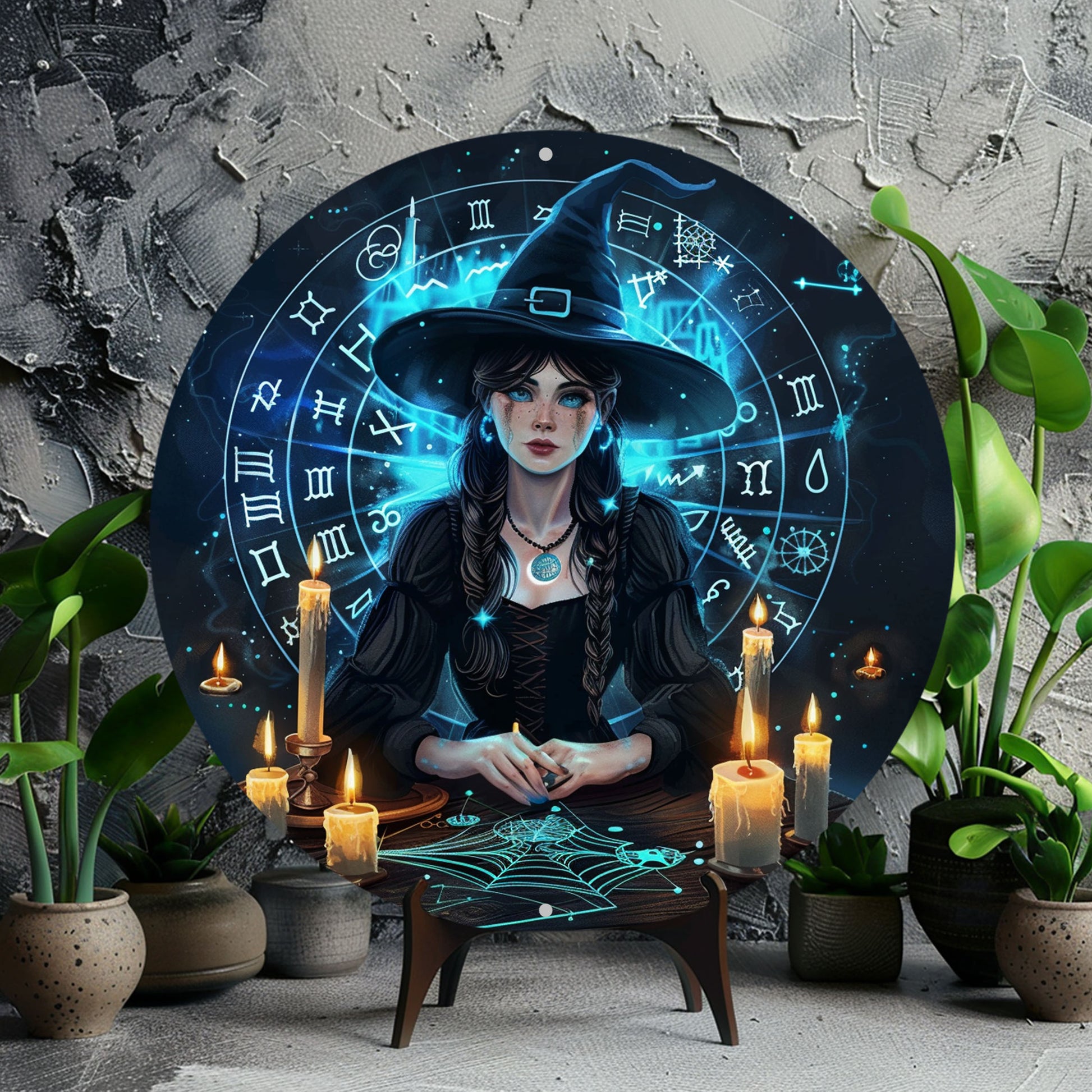 Spell Witch & Zodiac Wall Sign Wicca Metal Art Halloween Decor-MoonChildWorld