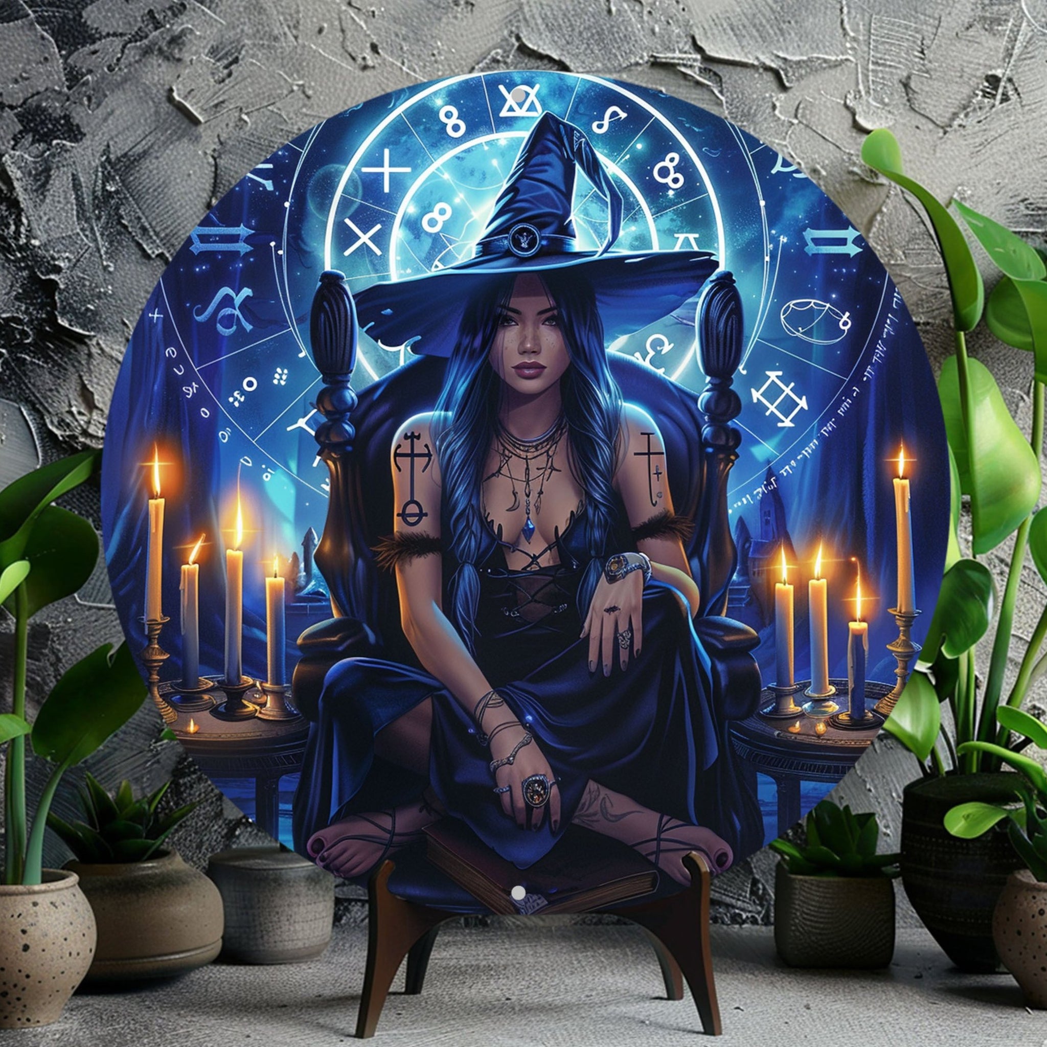 Spell Witch & Zodiac Wall Sign Wicca Metal Art Halloween Decor-MoonChildWorld