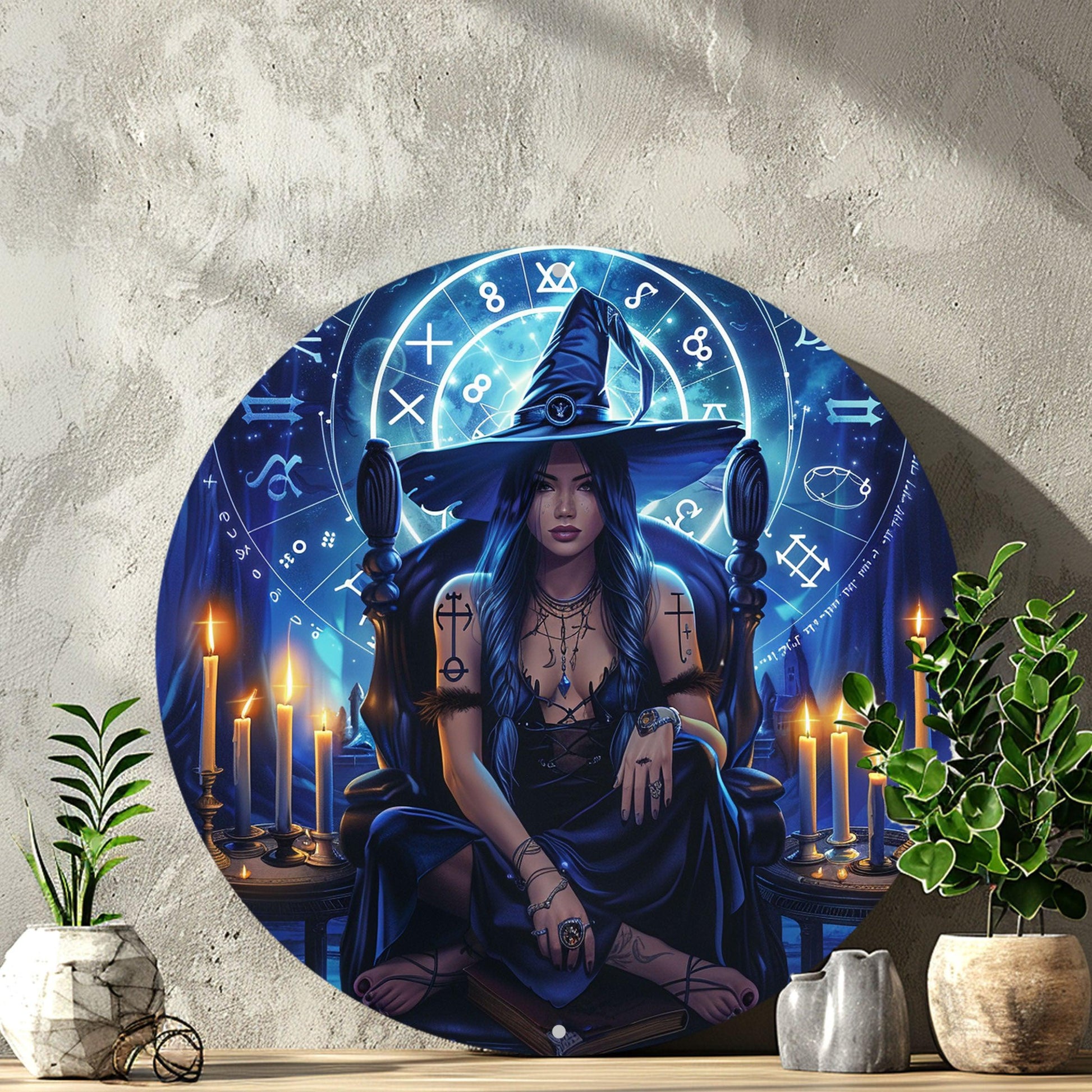 Spell Witch & Zodiac Wall Sign Wicca Metal Art Halloween Decor-MoonChildWorld