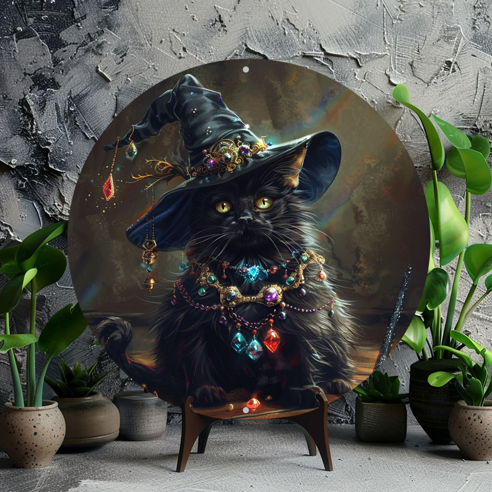 Classic Witchy Black Cat Wall Sign Halloween Decoration-MoonChildWorld