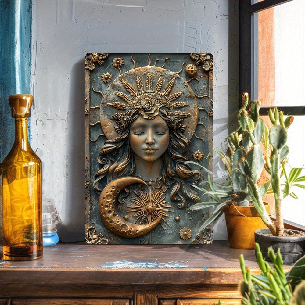 Celestial Goddess Metal Sign Sun Moon Goddess Wall Art Wicca Pagan Home Decor-MoonChildWorld